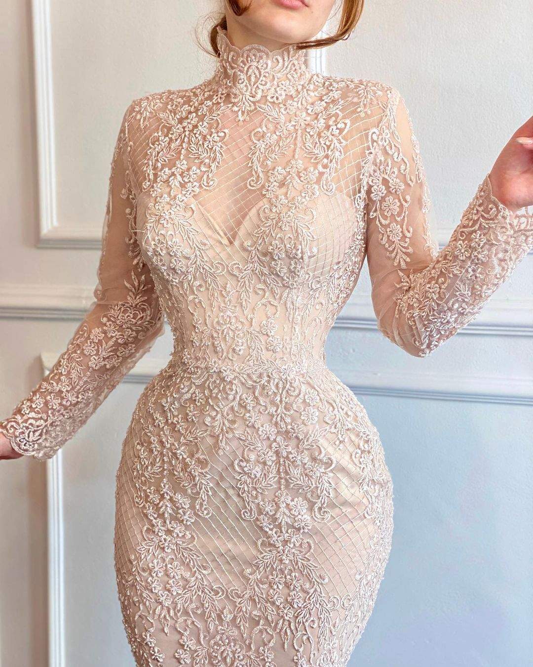 Charming Cream Evening Dress| Latest Evening Dresses Xs / Cream / Lace Charming Cream Evening Dress| Latest Evening Dresses Xs / Cream / Lace