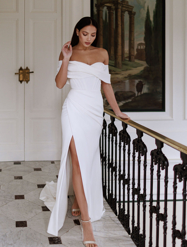 Swanky White Wedding Dress| Wedding Gowns XS / White / Satin