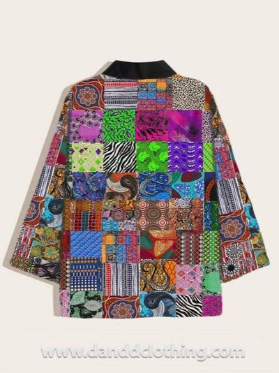 African Kimono Patched Print-African Wear for Men,AFRICAN WEAR FOR WOMEN,Kimono,Multicolor