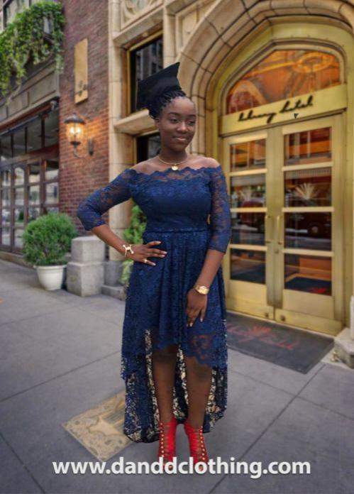 Dark Blue Evening Dress from Lace M / Blue / Stretchy Dark Blue Evening Dress from Lace M / Blue / Stretchy