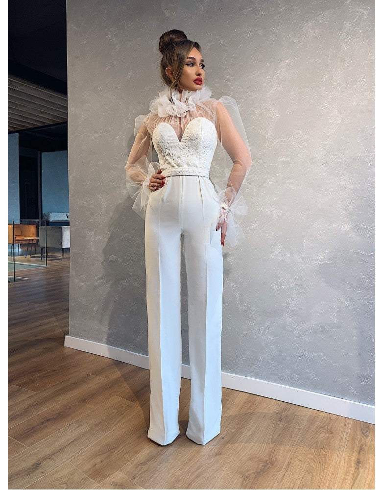 Cocktail Jumpsuit Classic Evening Jumpsuits Stylish White Wedding
