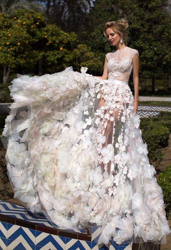 Flower Fairy Wedding Dress L / White / Lace Flower Fairy Wedding Dress L / White / Lace