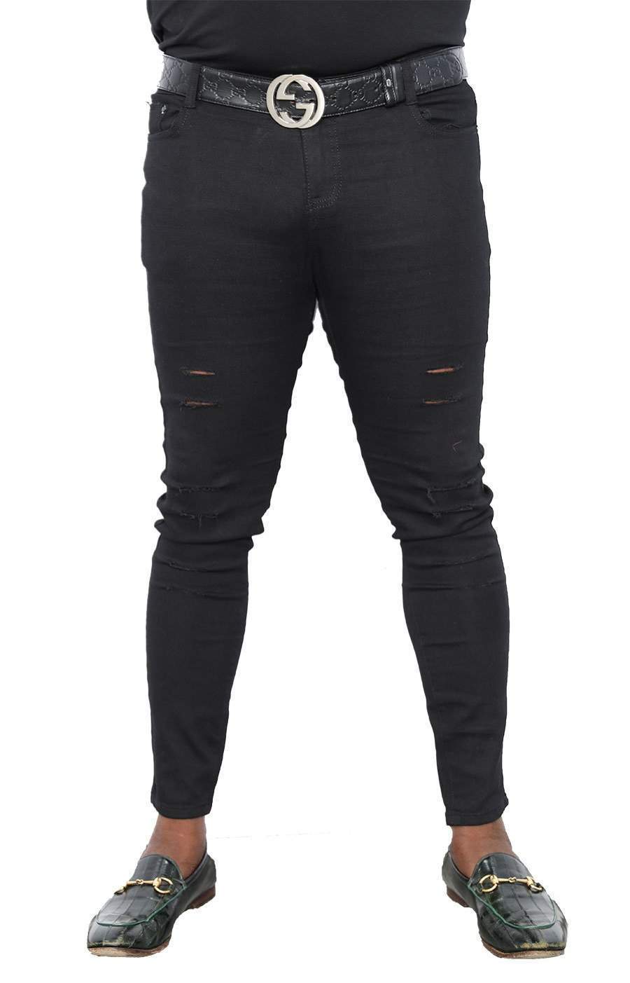 Black Stretchy Jeans Slim Fit-danddclothing-African Wear for Men,Black,Men Trousers