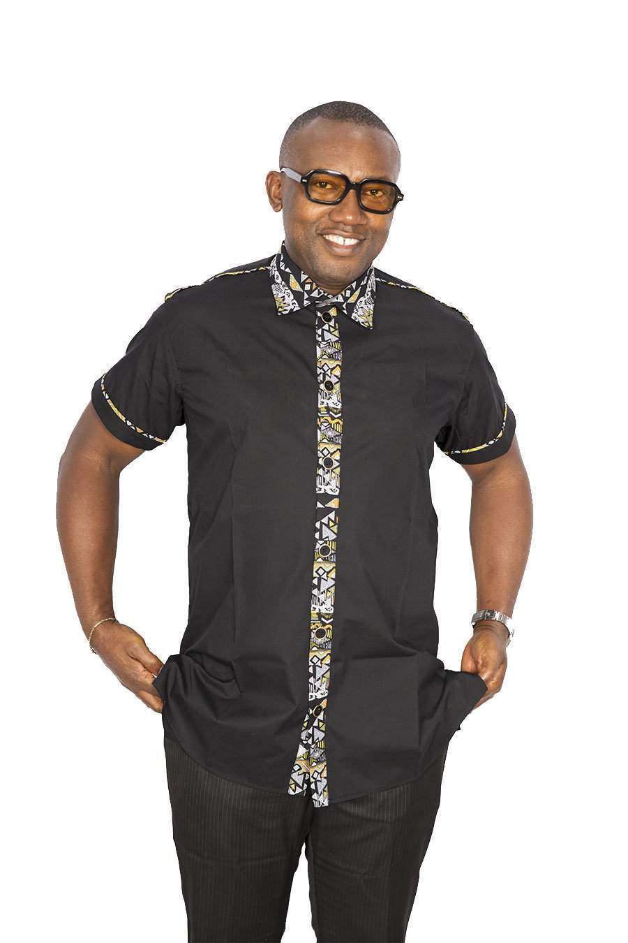 African Black Shirt Tribes | Trendy African Shirts for Men XXL / Cotton / Black African Black Shirt Tribes | Trendy African Shirts for Men XXL / Cotton / Black
