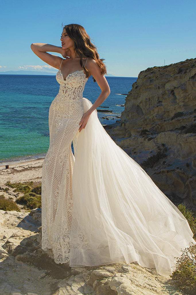Rice White Wedding Dress| Wedding Gowns S / White / Lace