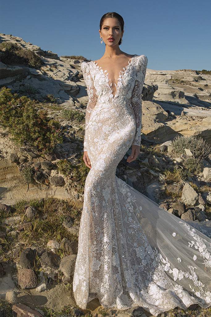 Wedding Dress with Shoulder Padding | Wedding Dress XXL / White / Lace Wedding Dress with Shoulder Padding | Wedding Dress XXL / White / Lace