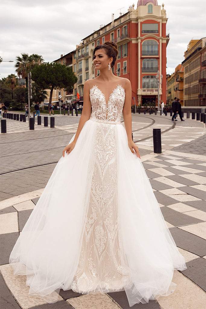 Filmy White Wedding Dress| Wedding Gowns S / White / Lace