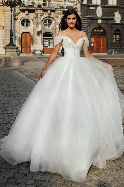 Cinderella White Wedding Dress-danddclothing-Ball Gown,Classic Elegant Gowns,Royal Wedding Dresses,White