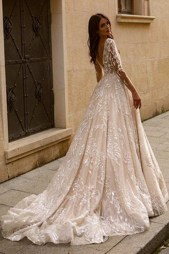 Beautiful Tan Wedding Dress | Wedding Gowns S / Ivory / Lace Beautiful Tan Wedding Dress | Wedding Gowns S / Ivory / Lace