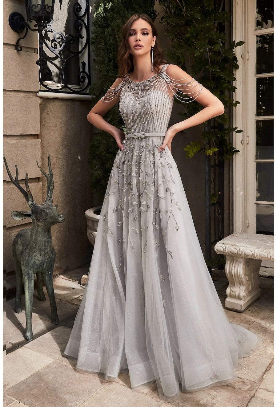 Star Silver Evening Dress | Evening Dresses M / Silver / Satin Star Silver Evening Dress | Evening Dresses M / Silver / Satin
