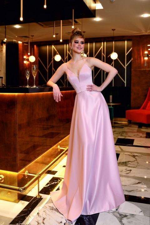 Virginia Pink Evening Dress| Latest Evening Dresses XS / Pink / Satin Virginia Pink Evening Dress| Latest Evening Dresses XS / Pink / Satin