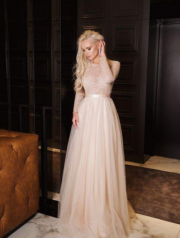 Dutch Creme Evening Dress| Latest Evening Dresses XXXL / Creme / Lace