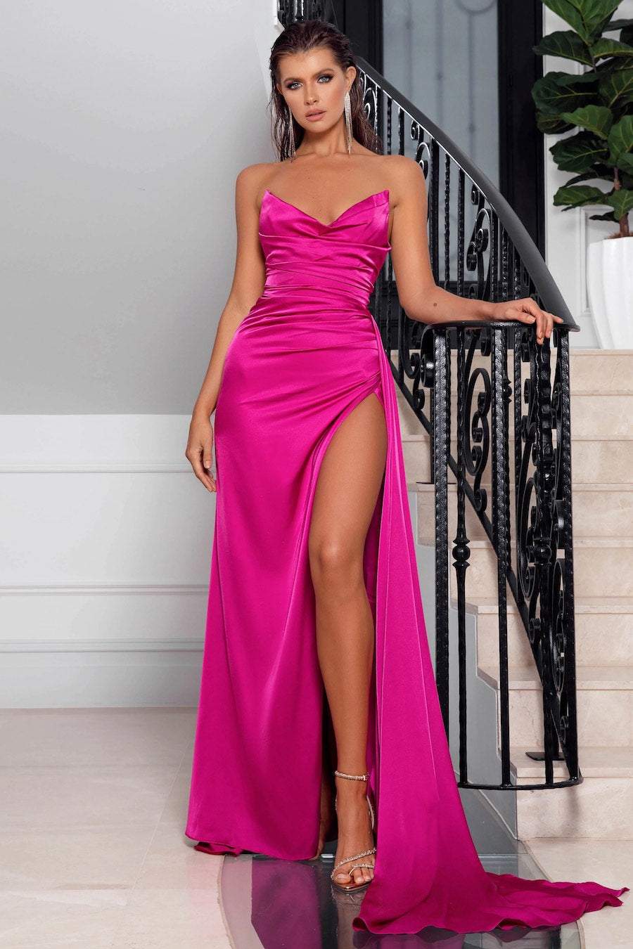 Black and best sale pink evening gowns