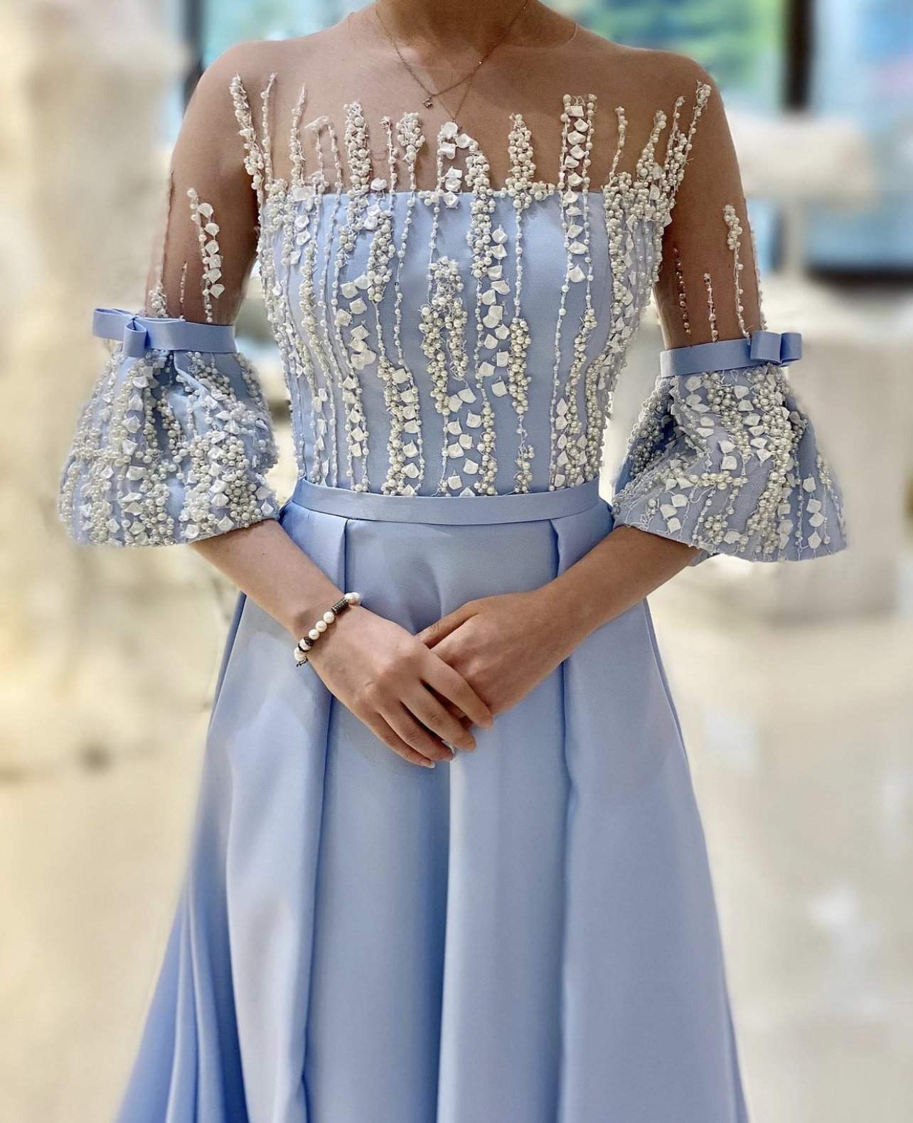 Light Blue Evening Dress Flowers D&D Clothing Light Blue Evening Dress Flowers D&D Clothing