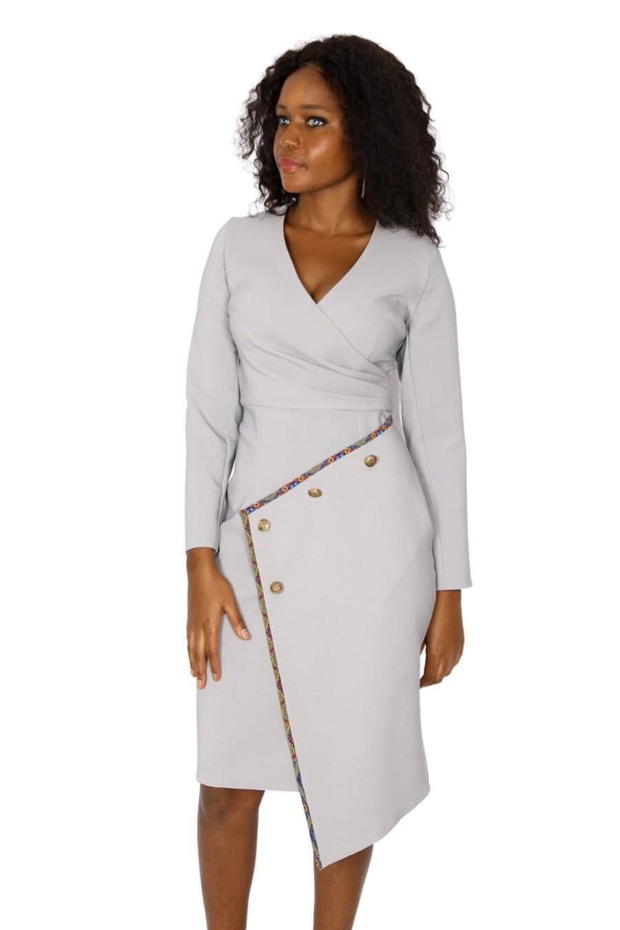 Ladies Office Dress Light Grey M / Grey / Stretchy Ladies Office Dress Light Grey M / Grey / Stretchy
