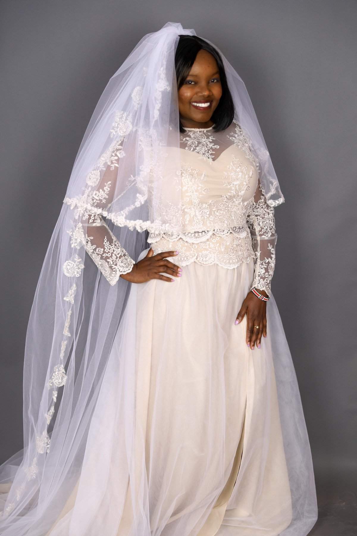 Beach Wedding Dress Top and Skirt Beige - Main Image