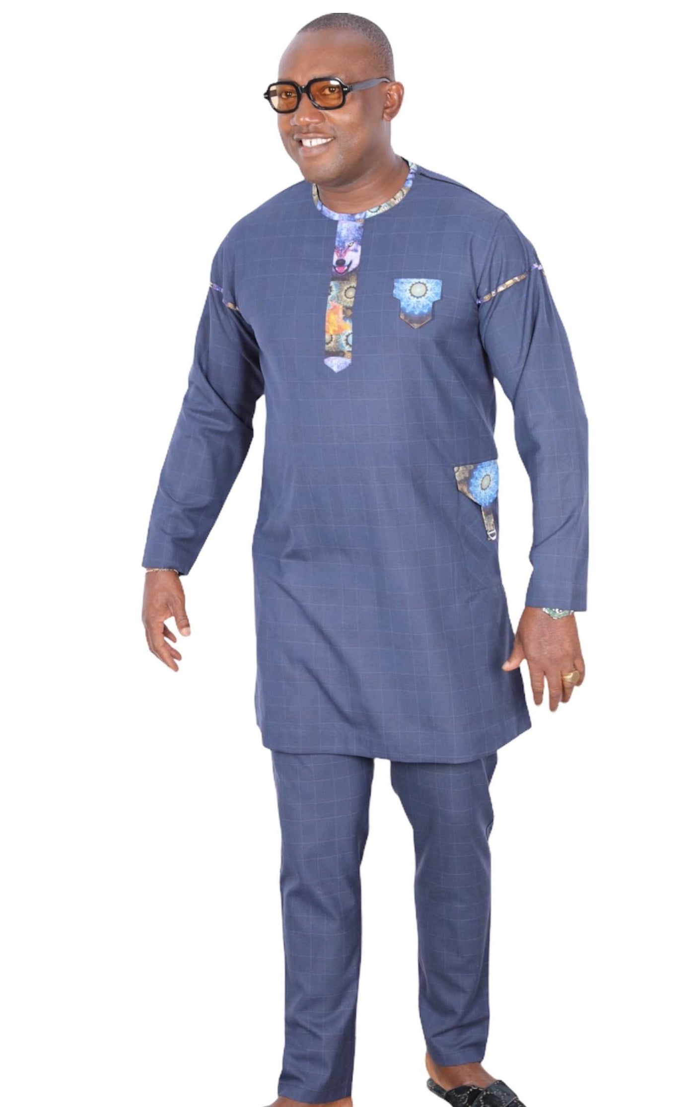 African Senator Wear for Men Blue-danddclothing-African Wear for Men,Linen,Traditionals