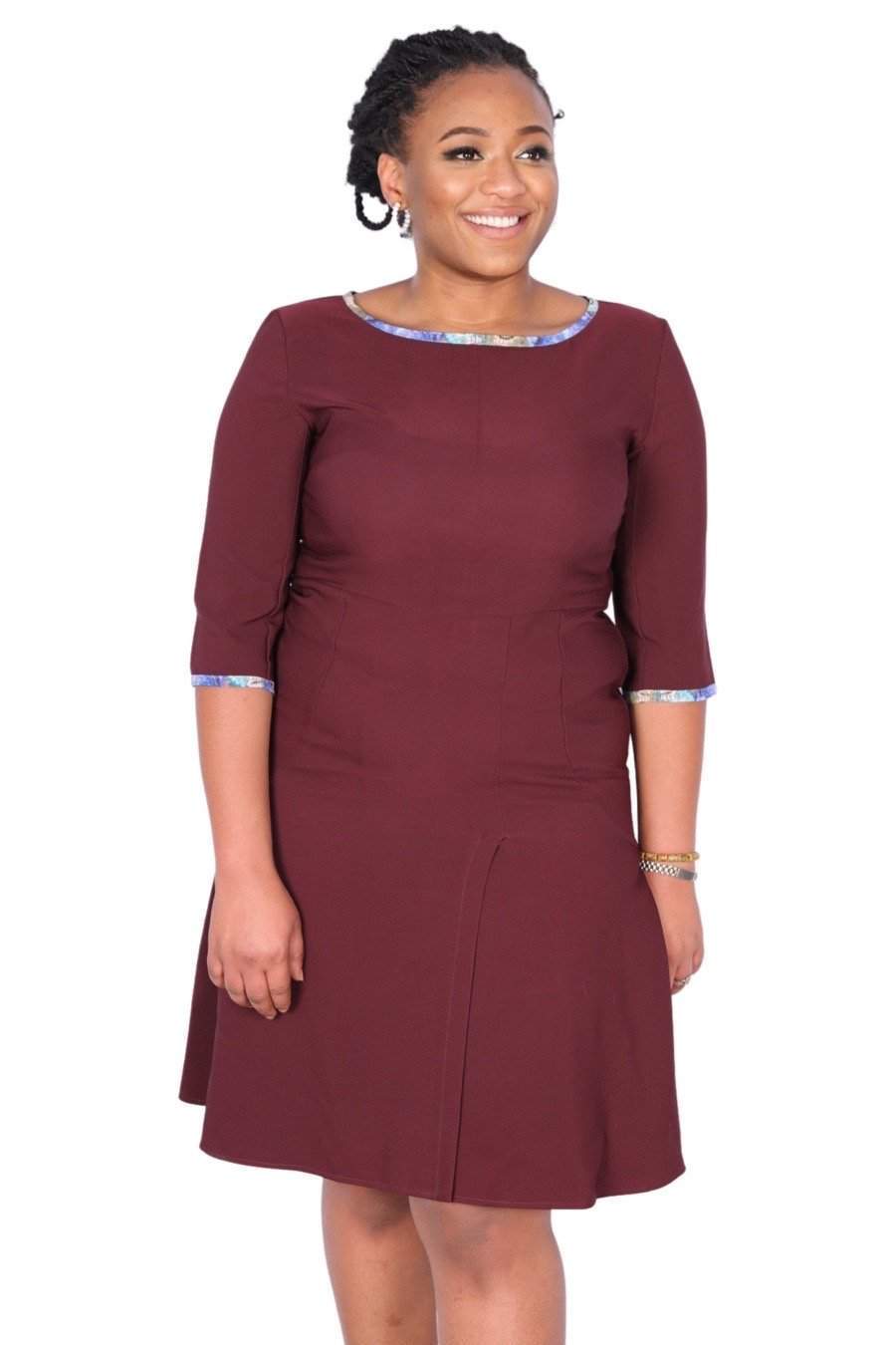 Ladies Office Dress Maroon XXXL / Stretchy Crepe / Maroon Ladies Office Dress Maroon XXXL / Stretchy Crepe / Maroon