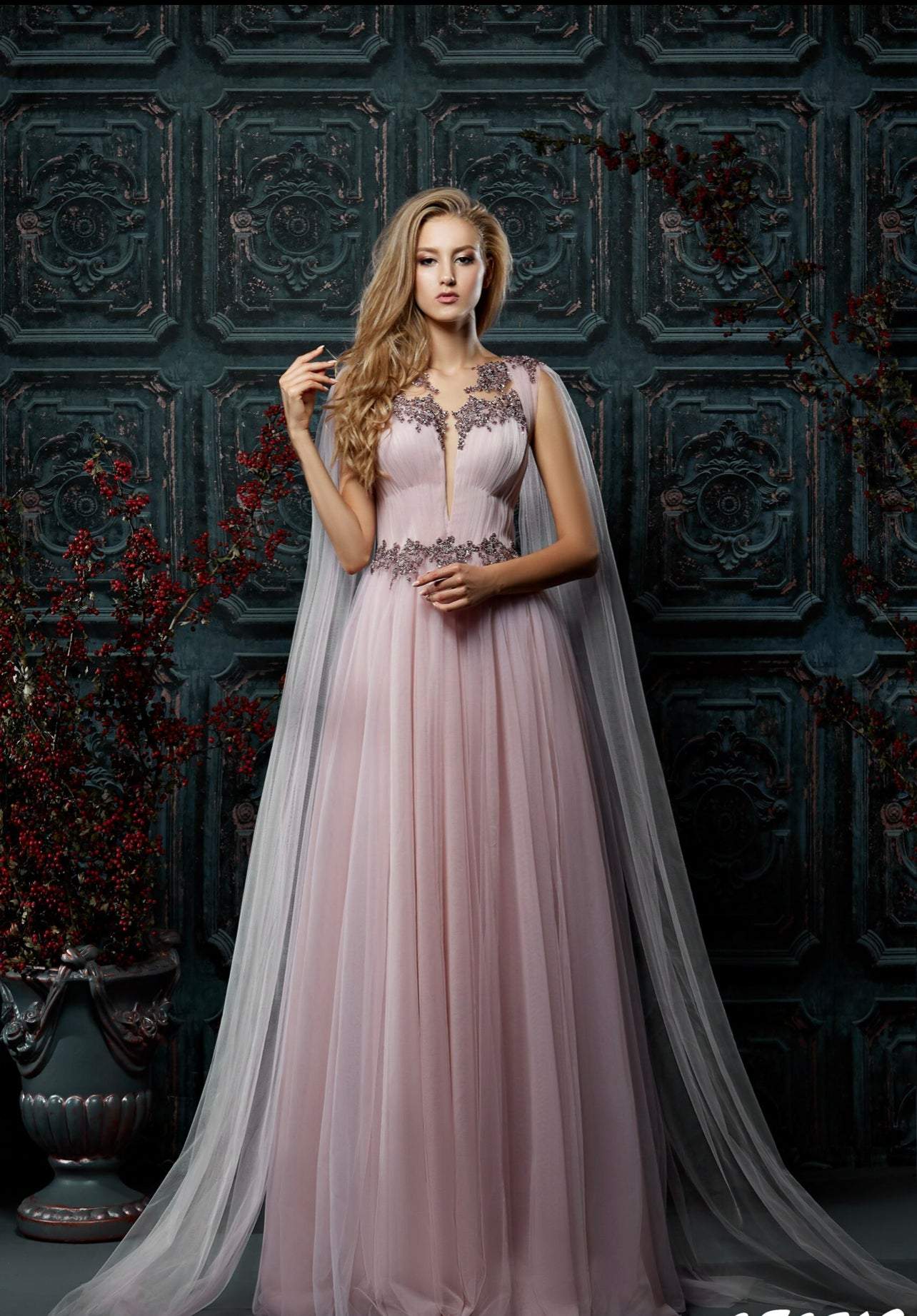 Pine Pink Wedding Dress| Wedding Gowns XXXL / Pink / Satin