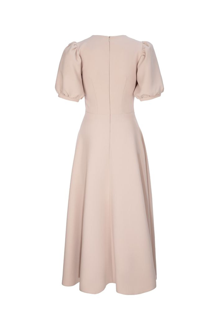 Emma High Neck And Puffy Sleeves Evening Dress