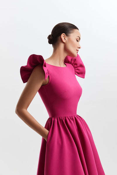 Alexa Elegant High Neck Pink Evening Dress
