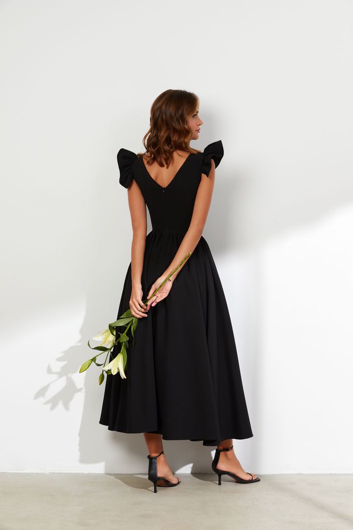 Alisson Elegant High Neck Black Evening Dress