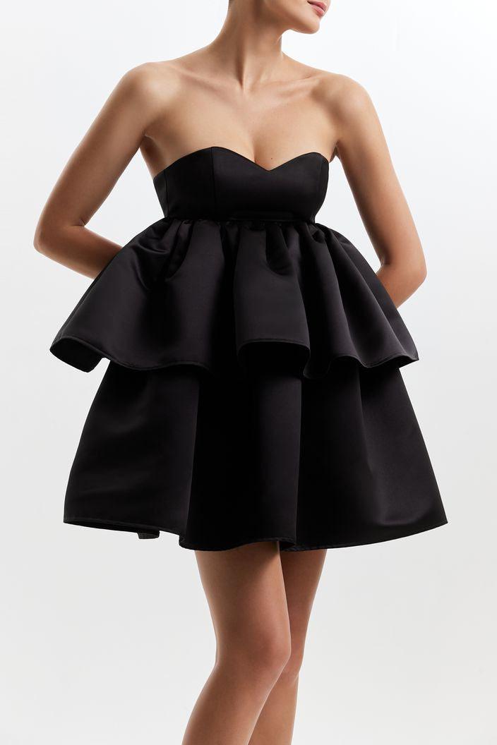 Angie Elegant Off Shoulder Black Short Evening Dress – D&D Clothing