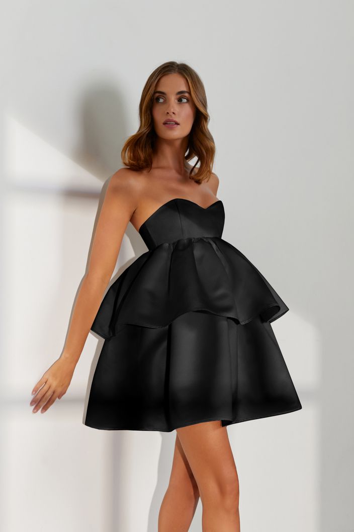 Angie Elegant Off Shoulder Black Short Evening Dress – D&D Clothing