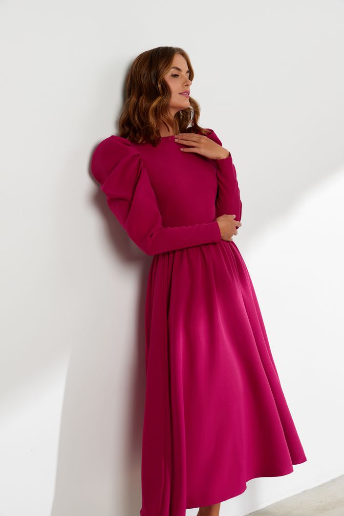 Hope Elegant High Neck Long Sleeves Pink Evening Dress