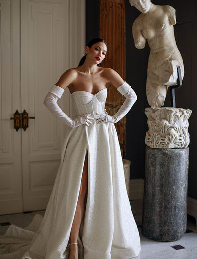 Lucy Beautiful Off-Shoulder With Gloves White Wedding Dress