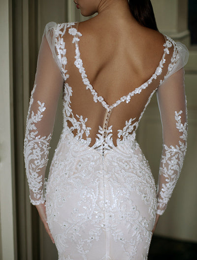 Megan Elegant V-Neck White Wedding Dress