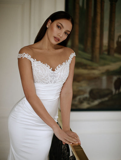 Paityn Beautiful Off-Shoulder White Evening Dress