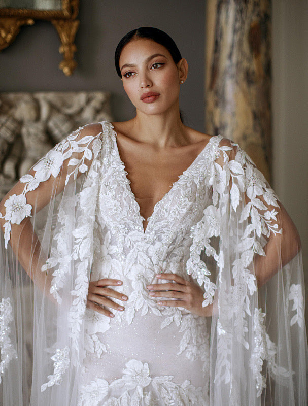 Romina Elegant V-Neck White Wedding Dress