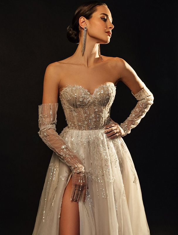 green emerald velvet dress A-Line Wedding Gown with Lace