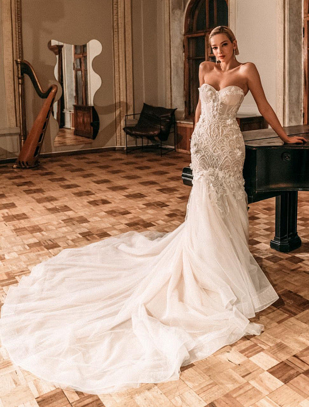 Clare Beautiful Off-Shoulder White Wedding Dress