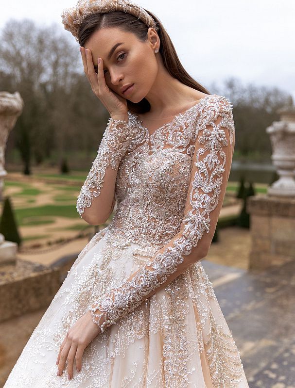 Jacqueline Elegant Long Sleeves White Wedding Dress