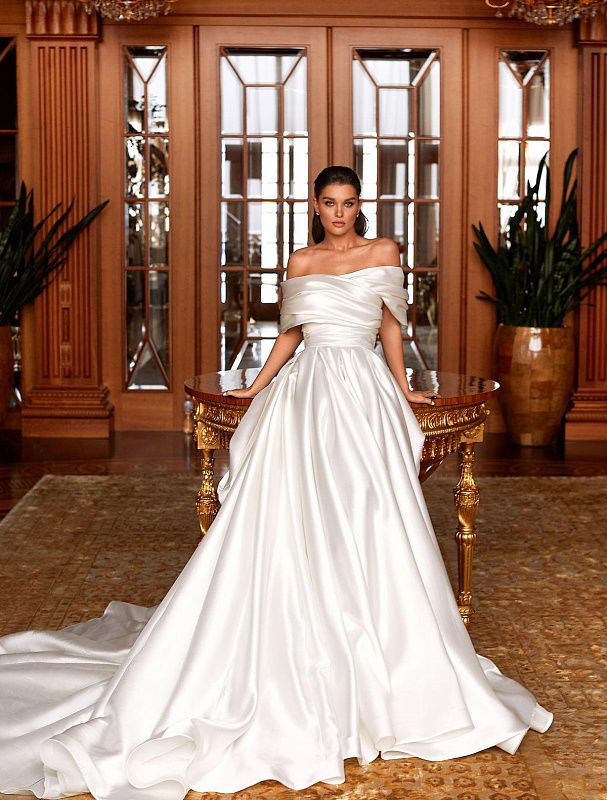 Jennifer Elegant Beautiful Off-Shoulder White Wedding Dress