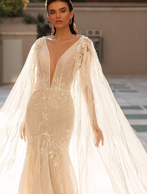 Juliette Elegant V-Neck  White Wedding Dress