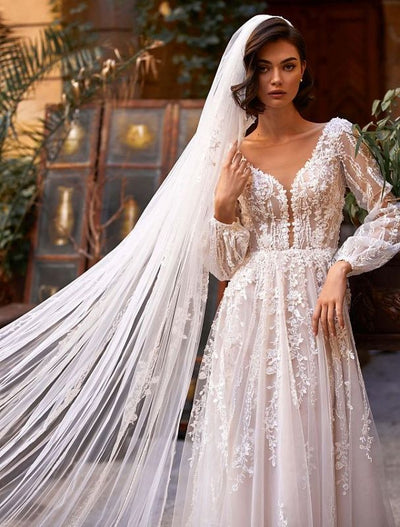 Oakleigh Elegant Long Sleeves White Wedding Dress