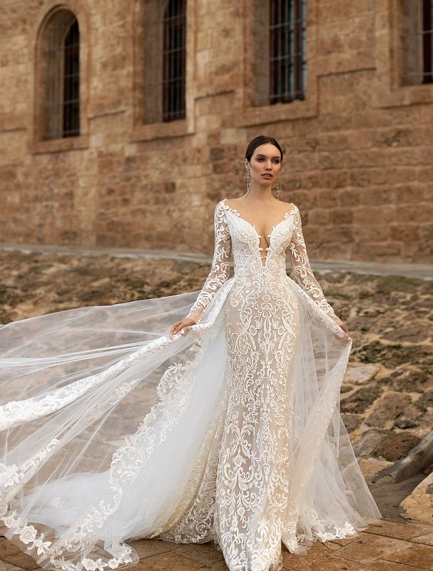 Trinity Elegant V-Neck Long Sleeves White Wedding Dress Trinity Elegant V-Neck Long Sleeves White Wedding Dress