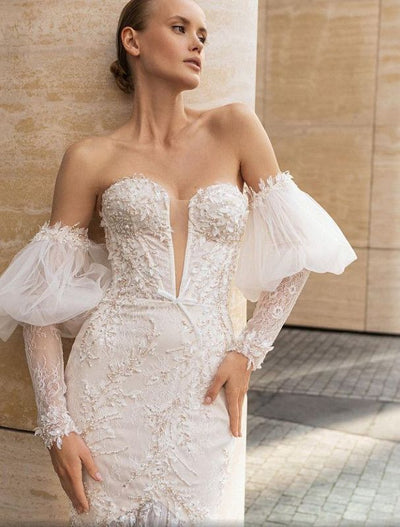Aubrie  Beautiful Off-Shoulder Long Sleeves White Wedding Dress