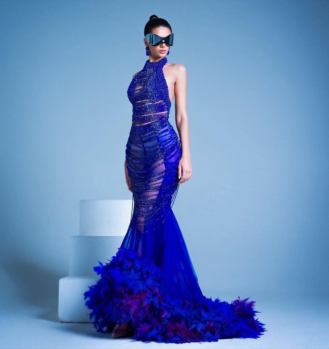 Lilyana Luxury Royal Blue Evening Dress XXL / Blue