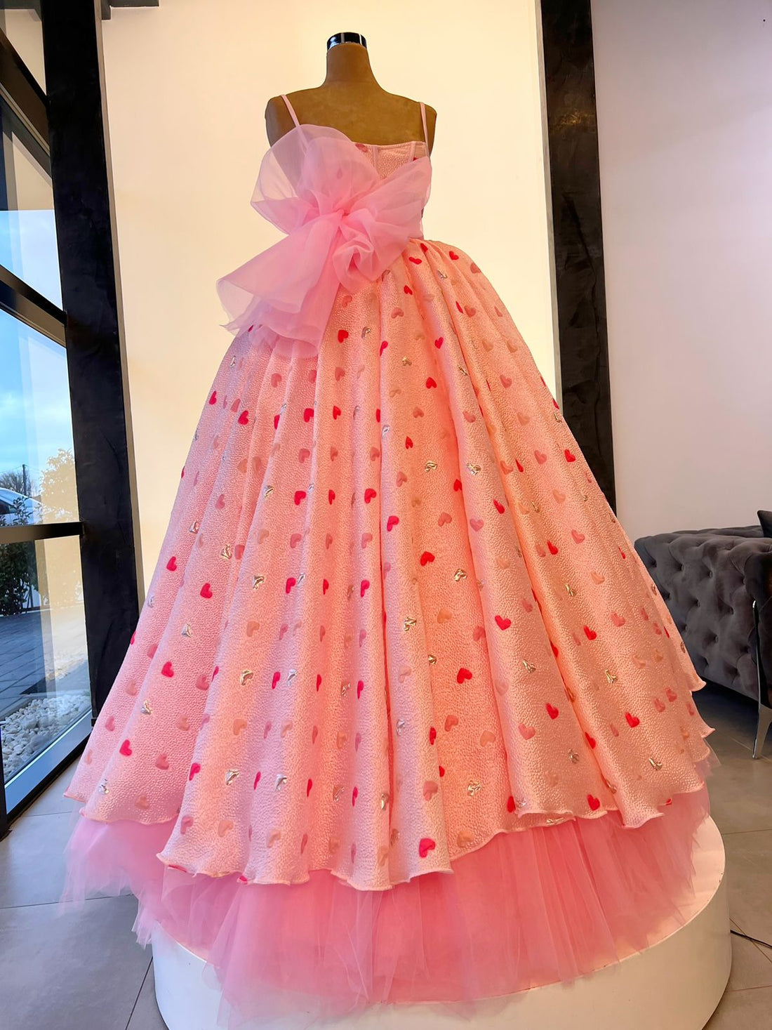 Aileen Pink Hearts Elegant Evening Dress