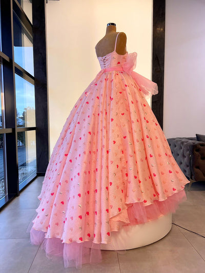 Aileen Pink Hearts Elegant Evening Dress