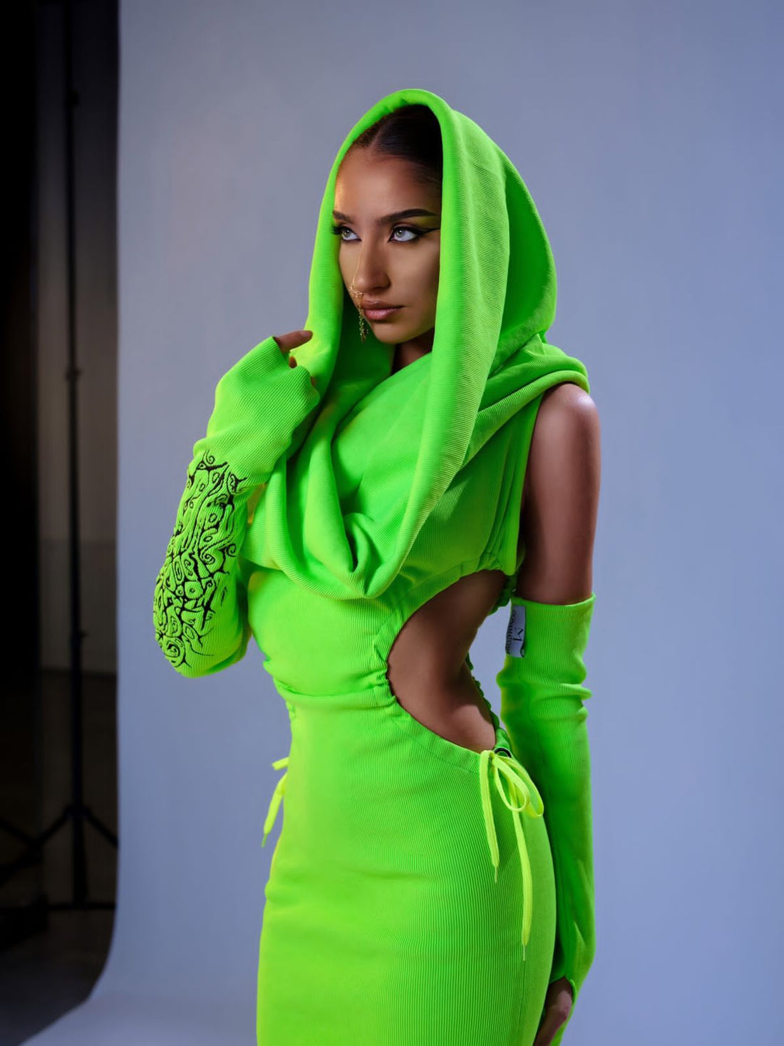 Cheyenne Green Neon Evening Dress