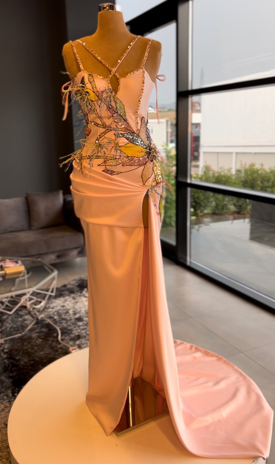 Gia Sequin Flower Evening Dress