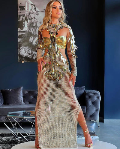 Jazlyn Gold Mermaid Evening Dresses