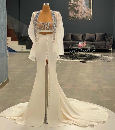 Saylor White 3 Pieces Elegant  Evening Dress