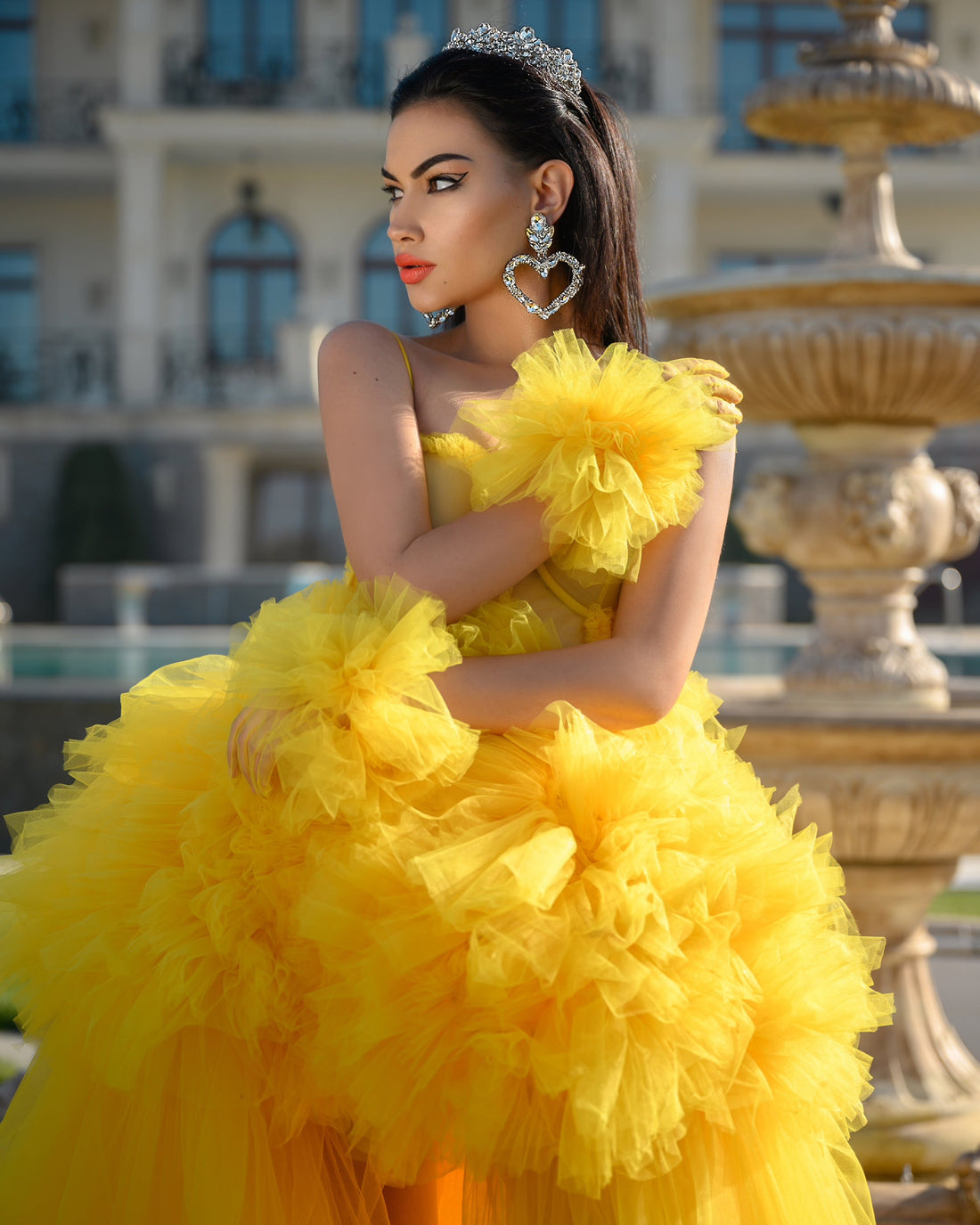 Flounced Evening Dress | Evening Dress XS / Yellow Flounced Evening Dress | Evening Dress XS / Yellow