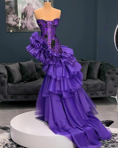 Skay  Purple Off Shoulder Evening Dress